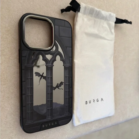 Burga Black Gothic Dragon Mirror Phone Case - Picture 2 of 2